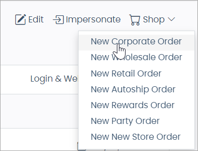 Store selection via the Shop button